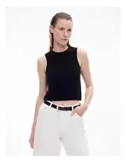[Witchery] Linen Crew Knit Tank in Black