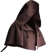 FQLGJMY Men & Women Medieval Gothic Hooded Cape Steampunk Hood Cowl Cloak Sorcerer Pagan Hat Halloween Cosplay Costumes