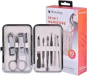 Remology Manicure Set Nail Clipper 10 in 1 Set, Stainless Steel Nail Care Toe Finger Nail Clipper Grooming Tools Personal Care Tools with Portable Travel Case, Manicure Pedicure Tools Grooming Kits,Gifts