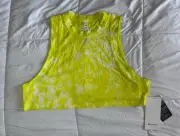 New Lululemon All Yours Cropped Cotton Tank Top Tie Dye Yellow Size 6 Workout