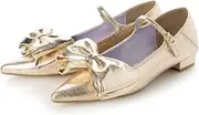 [EVOL] (イーボル) Evor IX5467 Women's Pumps, Removable Ribbon 0.8 inch (2 cm) Heel Pointed Pumps, Gold, 23.5 cm