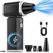 Compressed Air Duster, Super Powerful 180000 RPM Turbo Fan Stepless Speed Adjustable Blower High Speed Duct Fan-Air Broom for BBQ Auto Keyboards Home Outdoor Dust Rain Snow Leaves Removal
