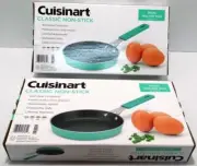 NEW LOT SET 2 CUISINART MINI 14 CM 5.5" NON STICK FRY PAN AQUA TEAL TURQUOISE