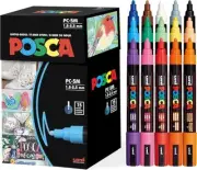 Uni-Posca Paint Marker Pen - Medium Point - Set of 15 (PC-5M 15C) Packing may va