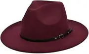 [TEAFIRST] Wide Brim Wool Felt Fedora Panama Cowboy Girl Hat Casual Jazz Cap for Men Women