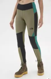 The North Face Womens Steep Tech High Rise Flece Leggings Green/Black NWT