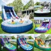 Commercial 6-8M Giant PVC Inflatable Dual Water Slides Bounce House Large Pool
