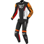 Monza Black White Red Orange Two Piece Motorcycle Suit