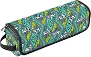 [sanluoli] Hair Tool Travel Bag for Women with Heat Resistant Pad Large Capacity Hair Tool Organizer Summer Geometric Green Travel Essentials for Women