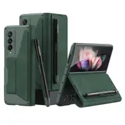 Gkk Pu Leather + Hard Pc Card Slots Stand Design Phone Case With Removable Pen Slot For Samsung Galaxy Z Fold3 5g