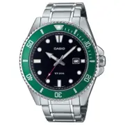 Casio Marine Sports Full Metal Duro Analog Silver Green Watch MDV-107D-3AV