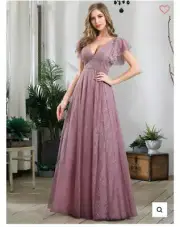 Ever-Pretty Women's Short Sleeve V-Neck Floor Length Formal Dress Sz Small 4