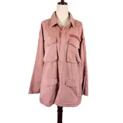 Pistola Briana Women’s Utility Jacket Pink Size Small Oversized Barn Cotton NWT