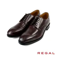 在飛比找momo購物網優惠-【REGAL】日本原廠手工壓線綁帶德比鞋 深棕色(03AR-
