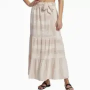 NEW $188 Splendid Kira Maxi Skirt XS Tiered Lightweight Linen Blend Lined Belt