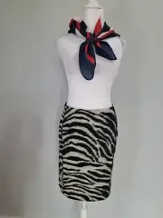 NWT Sz 12/L Ann Taylor wool zebra print Piping Pencil skirt Orig Price $99