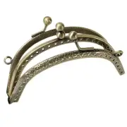 1Pcs 10.5cm Retro Half Round Bead Embossed Metal Purse Frame