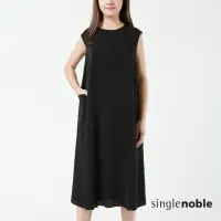 在飛比找momo購物網優惠-【SingleNoble 獨身貴族】氣質大口袋設計素色洋裝(