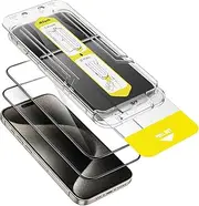 JETech Full Coverage Screen Protector for iPhone 15 Pro Max 6.7-Inch, 10-Second Super Easy Installation with One-Step Alignment Tray, Bubble-Free Tempered Glass Film, HD Clear, 2-Pack