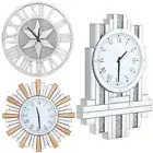 Silver Mirrored Clock Crystal Twinkle Crushed Diamond Large Wall Clock Mirror AU