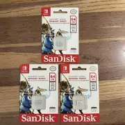 NEW!! Sandisk MicroSDXC Card for Nintendo Switch, 64 GB, BUNDLE (3)