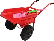 Gitohoni Kids Wheelbarrow for Beach Play, Child Wheel Barrel for Outdoor Fun, Red, as described