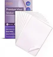 Avarrix Australia Printable Vinyl Sticker Paper for Inkjet Laser Printer, Glossy White, 20 Sheets, Waterproof Label Stickers, Printable Vinyl Sheets, Tear Resistant, Quick Dry Vibrant Colours, A4 Size