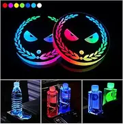 LED Car Cup Holder Lights,2 PCS USB Charging Car Coasters with 7 Colors Luminescent Light Cup Pad