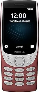 Nokia 8210 All Carriers, 0.05gb, Feature Phone with 4G connectivity, Large Display, Built-in MP3 Player, Wireless FM Radio and Classic Snake Game (Dual SIM) – Red