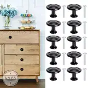 10Pcs/Set Round Door Knobs Cabinet Handles Cupboard Drawer Kitchen Pulls Black
