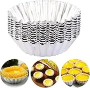 20 Pack Egg Tart Aluminum Cupcake Cake Cookie Mold Pudding Mould Tin Baking Tool Reusable Nonstick Ripple Flower Shape