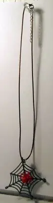 LEGO Red Spider w/ Grey Web w/ Brown Rope Necklace 16"-18"
