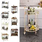 Bar Cart Drinks Rolling Trolley Coffee Tea Wine Cocktail Trolly Golden Black