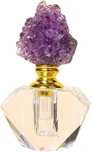 zaoalife Vintage Perfume Dropper Bottles Natural Amethyst Cluster Stone Essential Oil Bottle Empty Refillable Fragrance Bottle Home Decoration