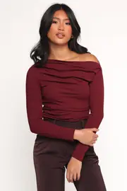 [PUP44] Cer Knit Top - Cherry Chocolate XS Chocolate Brown