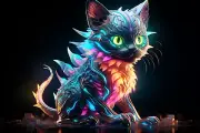 Cat Psy UV tapestry, Blacklight Reactive, Psychedelic Wall Hanging, DMT Art