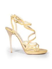 Beige Patent Strappy Sandals