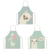 Nevenka 3 Pcs Kids Alpaca Printed Linen Apron Bib for Cooking Painting-7