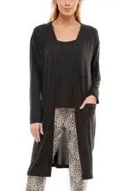 Roudelain Womens Whisper Luxe Robe, 1 Piece Size:Large Color:Spacedye Black