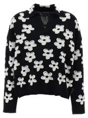 [Marc Jacobs] Marc Jacobs-Daisy Jacquard Polo Bianco/Nero-Donna M