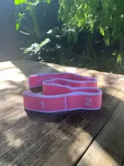 Pink/White Elastic Nylon Yoga Stretch Strap 8 Loops