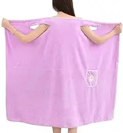 [Generic] Towel Robe for Women After Shower - Shower Absorbent Bath Wrap Body Towel | Quick Dry Coral Fleece Bathrobe with Pocket for Home Spa Travel