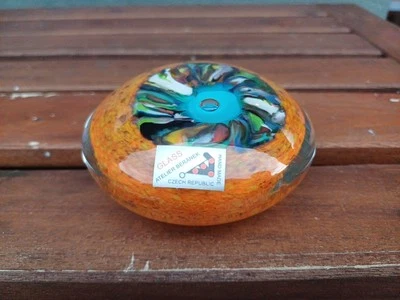 Atelier Beranek Glass Paperweight Eye Hand Blown Czech Republic