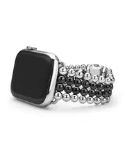 Lagos Stainless Steel & Black Ceramic Smart Caviar Watch Band for Apple Watch