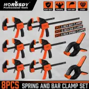 8PC Bar Clamps 12" & 6" Woodworking Spring Clamps Sets Quick F Clamp with 50 LBS