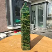 403g Natural Emerald Obelisk Tower Point Quartz Crystal mineral Healing Energy