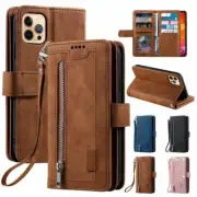 Zipper Leather Wallet Case For iPhone 13 Pro Max 12 11 876 Plus XS XR Flip Cover