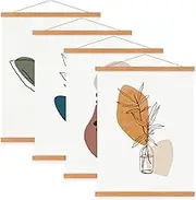 Sanauto 4 Pack A2 Poster Frame Hangers 42cm, Magnetic Wooden Poster Hanger Rails Magnet Frame Hanging Kit for 42x59 42x30 40x60 Landscape Large Size Wall Map (42cm, Teak, 4 Packs)