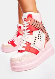 [Anthony Wang] Pink Quince Studded Wedge Sneakers
