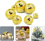 Abeillo 7PCS Disco Ball Cake Topper, 4 Sizes Disco Ball Cake Decorations, Disco Cake Topper, 70s Disco Themed Dance Party Supplies, Mini Disco Balls for Cake Decor Disco Party Ornament (Gold)
